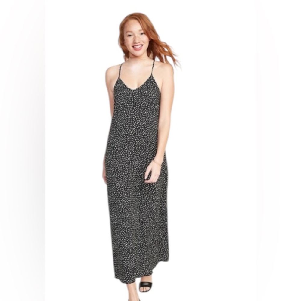 Old Navy maxi shift dress Black White Print Dress-large